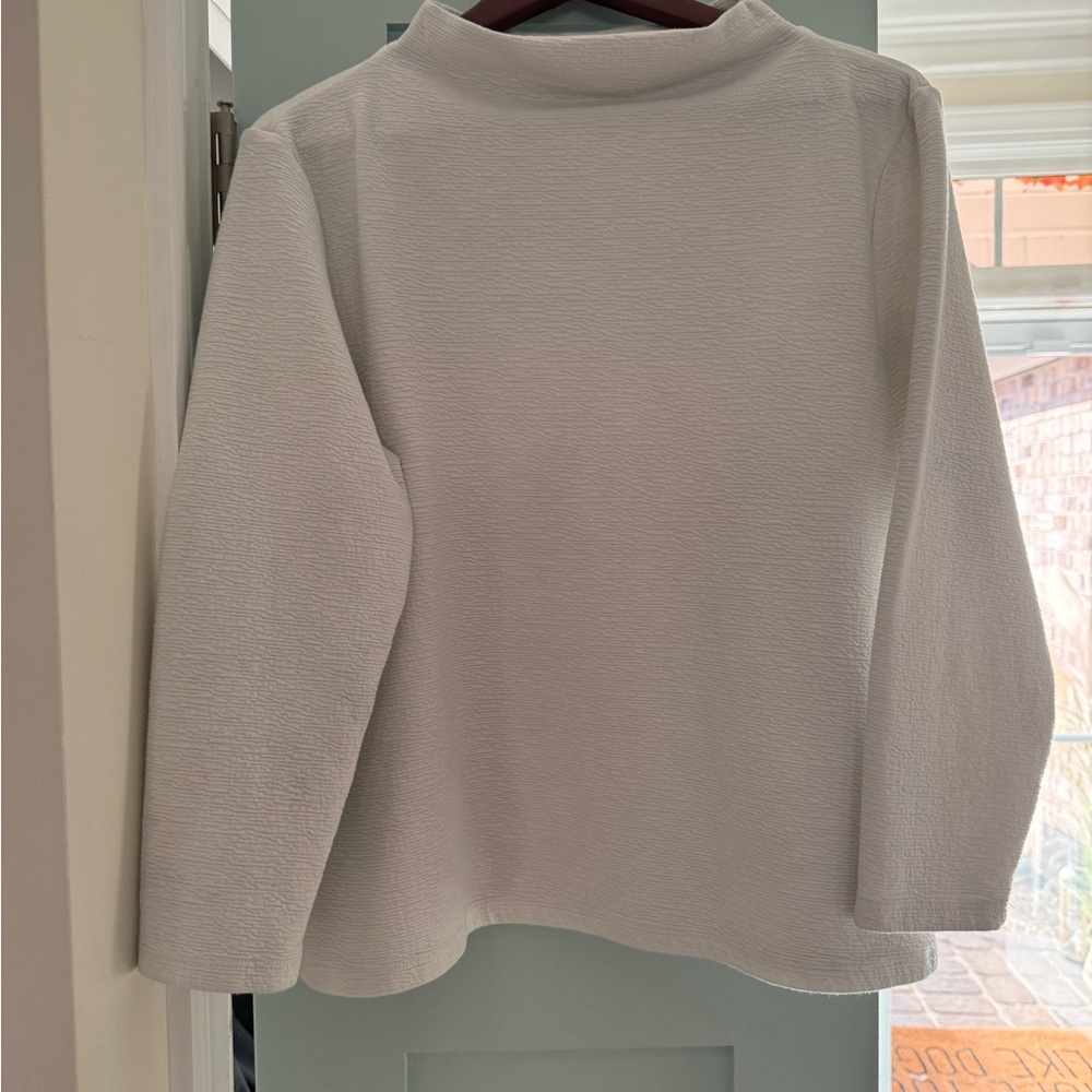 Bohme White Textured Funnel Neck Long Sleeve Top